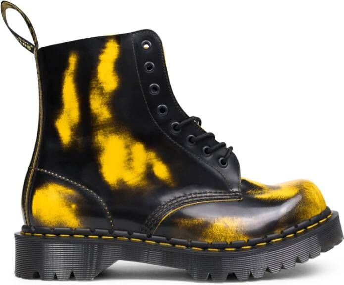 Dr. Martens Zwarte DMS Geel Rub Off Lux Laarzen Multicolor Heren