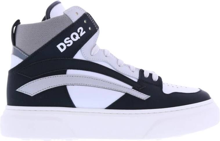 Dsquared2 551 Sneakers Mid Box Sole Lace Black white grey Wit Heren