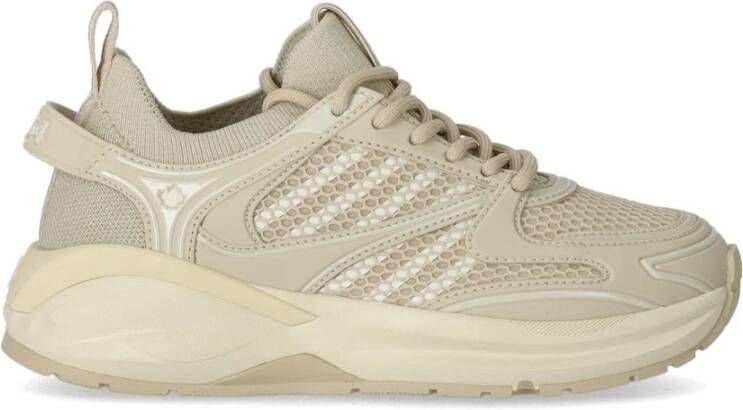 Dsquared2 Beige Dash Sneaker met Witte Mesh Beige Dames