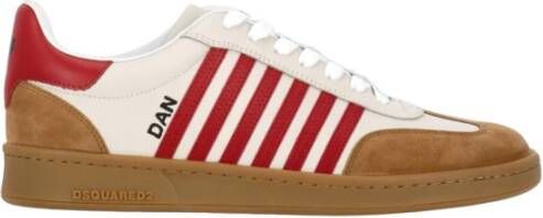 Dsquared2 Beige Leren Sneakers Ronde Neus Multicolor Heren