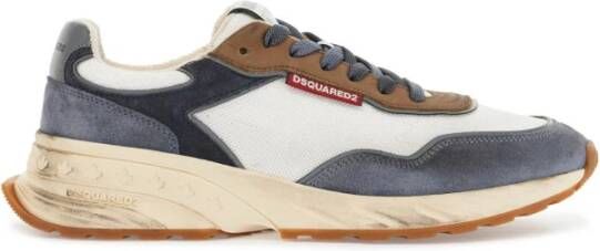 Dsquared2 Blauwe Denim Leren Sneakers met Suède Multicolor Heren