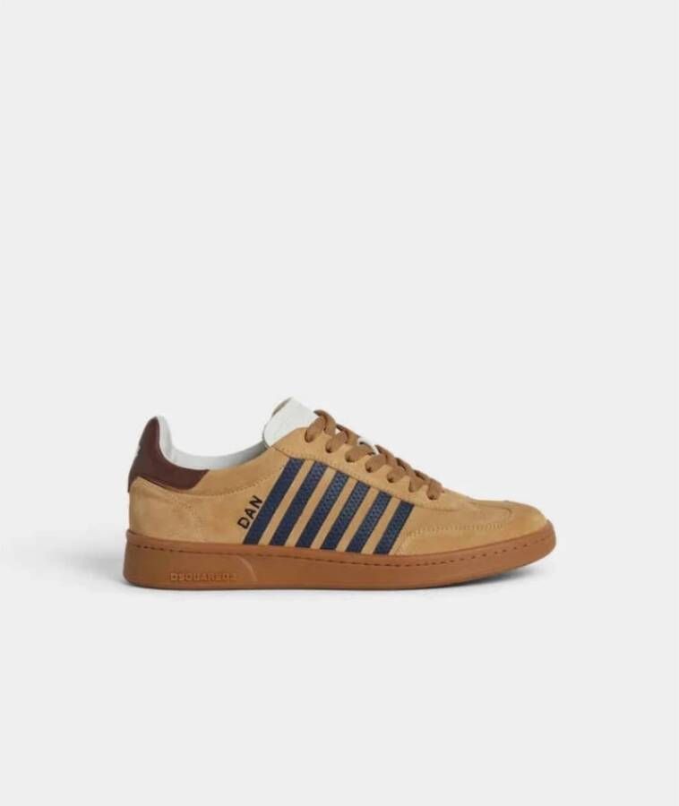 Dsquared2 Blauwe leren sneakers met strepen Brown Heren