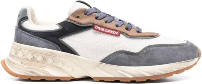 Dsquared2 Blauwe Veterschoenen Rubberen Zool Blue Heren