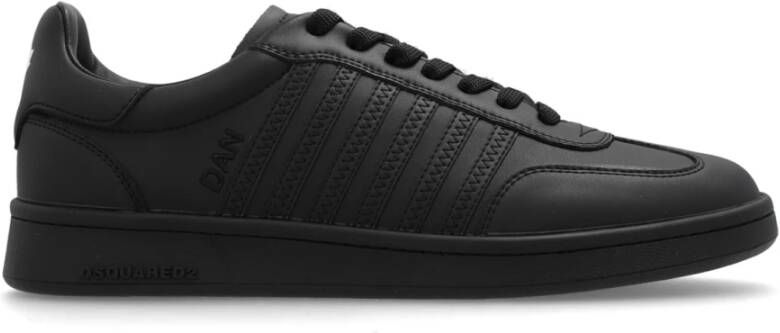 Dsquared2 Vintage Stijl Leren Sneakers Zwart Black Heren