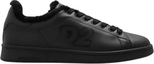 Dsquared2 Zwarte Leren Casual Sneakers voor Mannen Black Heren