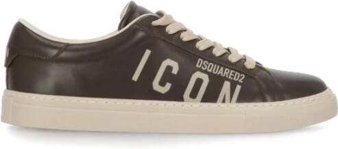 Dsquared2 Bruine leren sneakers met logodetail Brown Heren