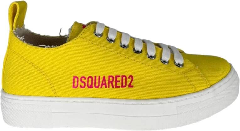 Dsquared2 Gele Canvas Sneaker met Roze Print Geel Dames