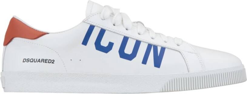 Dsquared2 Leren Vetersneakers Icon Brand White Heren