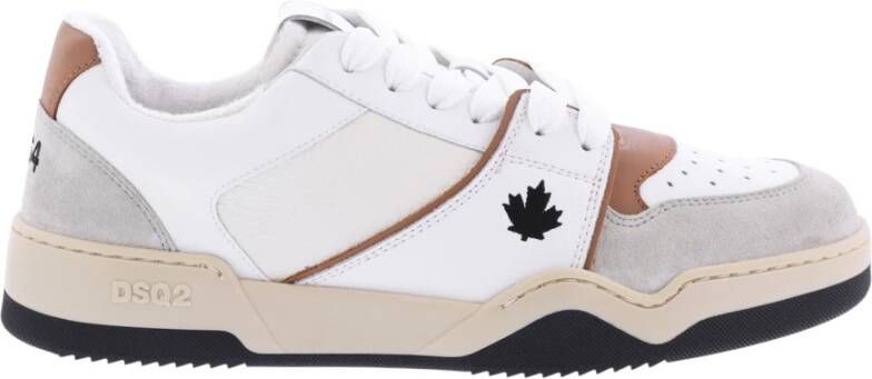 Dsquared2 Leren en Nylon Contrast Sneakers Beige Heren