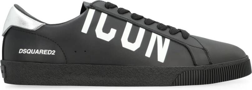 Dsquared2 Lage leren sneakers met contrasterende hiel Black Heren