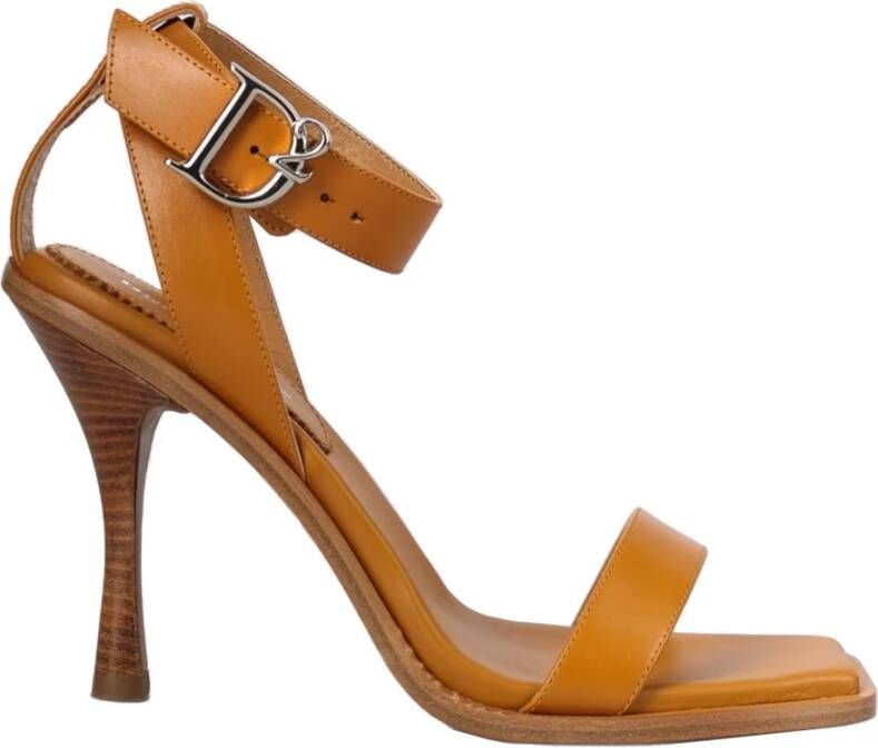 Dsquared2 Leren Band Sandalen Brown Dames