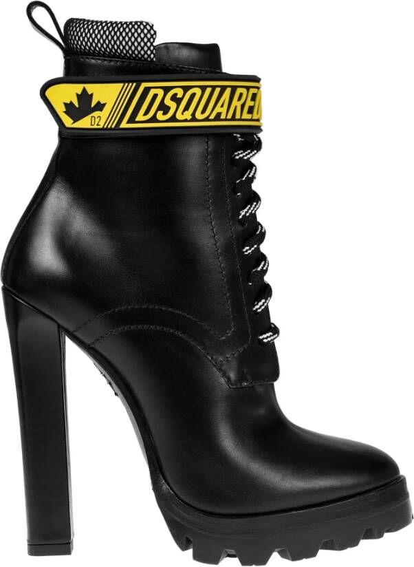 Dsquared2 Leren Enkellaarzen Black Dames