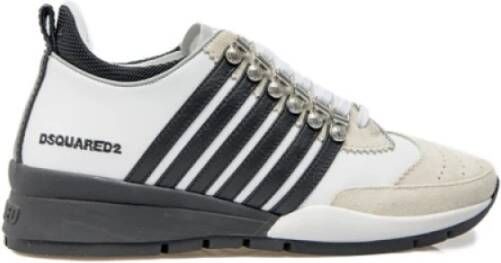 Dsquared2 Witte Zwarte Suède Sneaker met Legendarische Stijl Black Heren