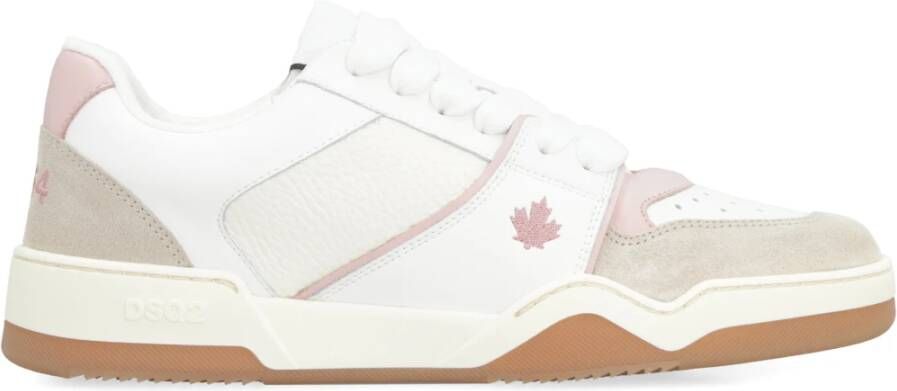 Dsquared2 Leren lage sneakers met suède inzetstukken White Dames