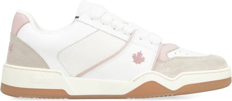 Dsquared2 Leren lage sneakers met suède inzetstukken White Dames