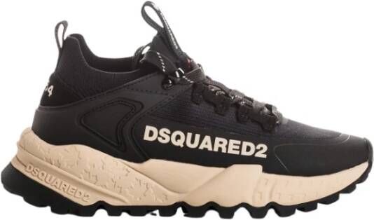 Dsquared2 Leren Polyester Rubberen Zool Sneakers Black Dames