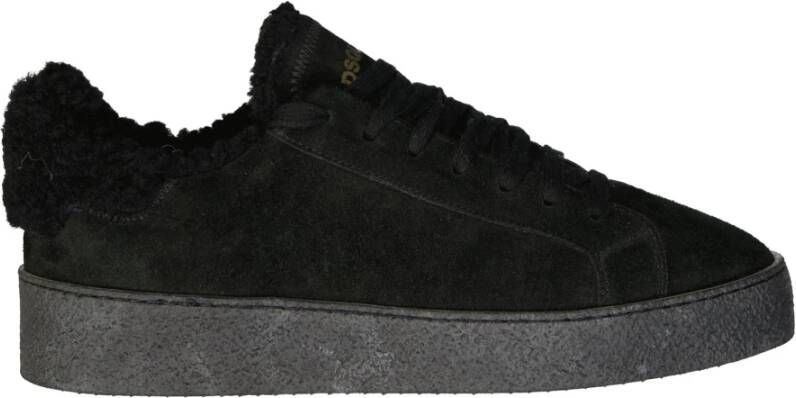 Dsquared2 Leren Sneakers met Eco Bont Voering Black Heren