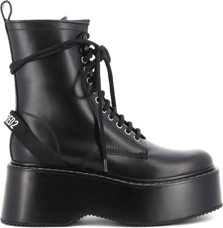 Dsquared2 Leren veterschoenen voor dames Black Dames