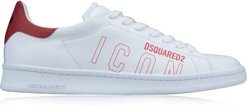 Dsquared2 Leren Veterschoenen met Merkprint White Heren