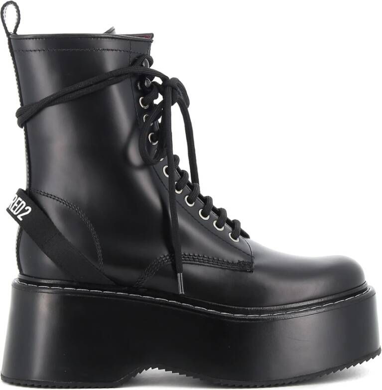 Dsquared2 Leren veterschoenen voor dames Zwart Dames