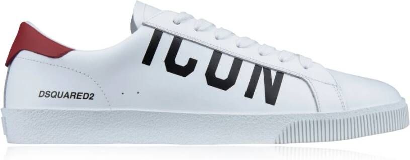 Dsquared2 Leren Vetersneakers Icon Brand White Heren