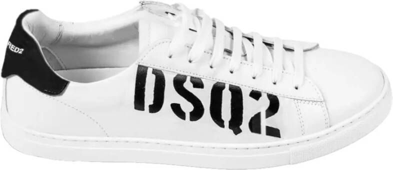 Dsquared2 Logo Print Lage Top Leren Sneakers White Heren