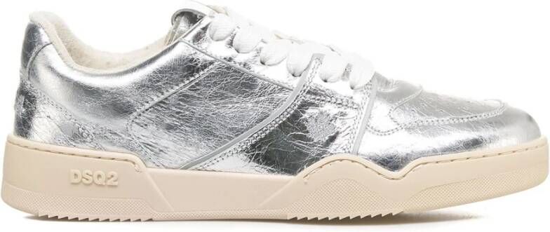 Dsquared2 Metallic Logo Sneakers Made in Italy Gray Dames