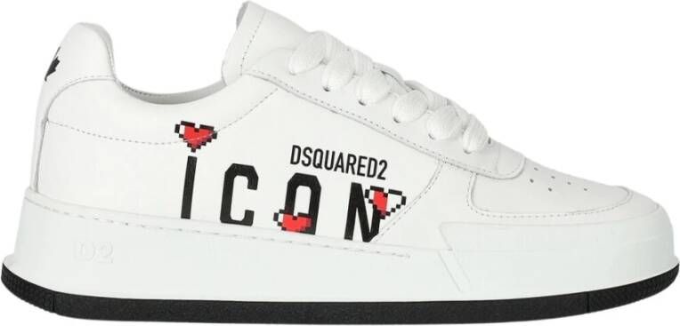 Dsquared2 Witte lage sneakers met logo print White Dames