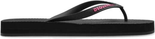 Dsquared2 Rubber slides met logo Black Dames