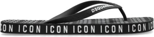 Dsquared2 Rubber slides met logo Black Dames