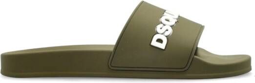 Dsquared2 Rubberen slides met logo Green Heren