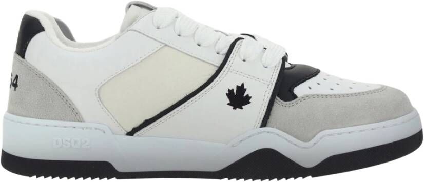 Dsquared2 Witte lage sneakers met driekleurige suède details Wit