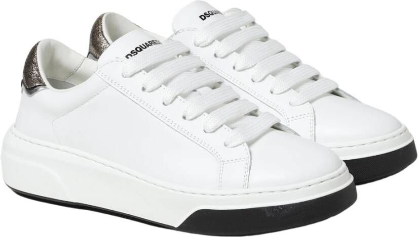 Dsquared2 Witte Leren Sneakers met Gouden Detail White Dames