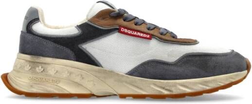 Dsquared2 Blauwe Denim Leren Sneakers met Suède Multicolor Heren