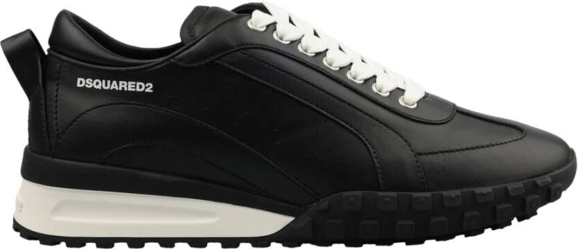 Dsquared2 Zwarte Leren Sneakers Black Heren