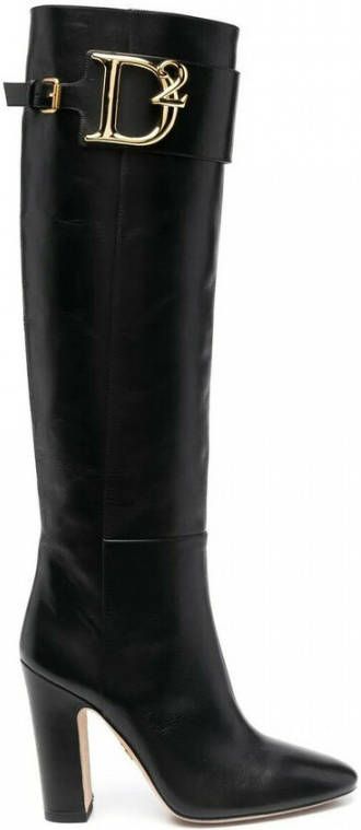 Dsquared2 Kniehoge laarzen met logo-plaque Black Dames