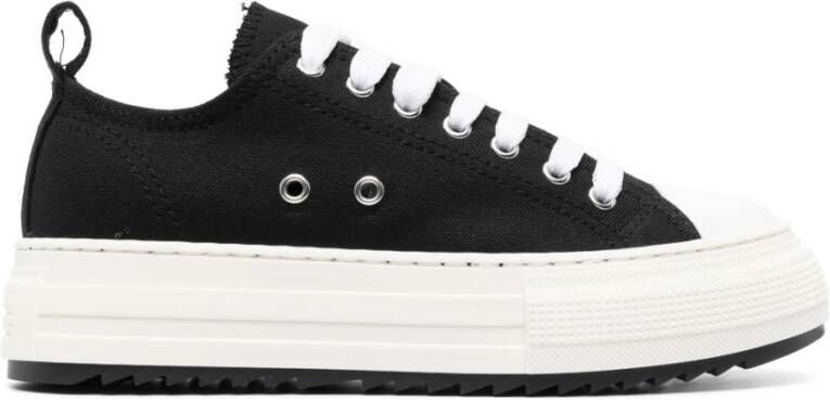 Dsquared2 Zwarte Canvas Sneakers met Witte Rubberen Zool Black Heren