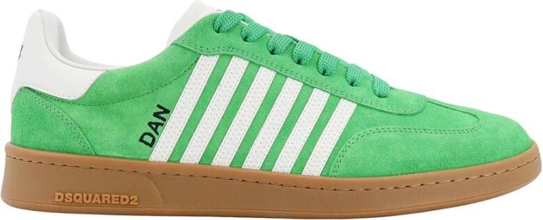 Dsquared2 Suede Leren Band Sneakers Green Heren