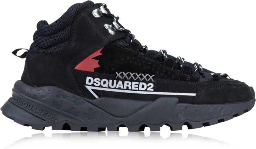 Dsquared2 Suède Stoffen Sneakers Veters Comfortabele Schoenen Black Heren