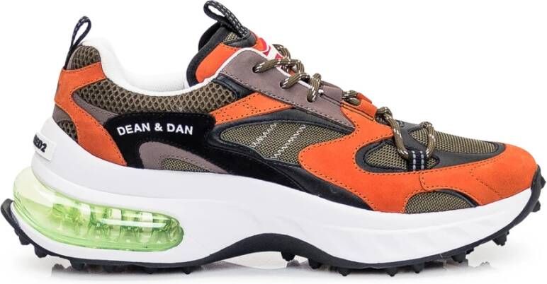 Dsquared2 Vibrant Orange Green Suede Sneakers Multicolor Heren