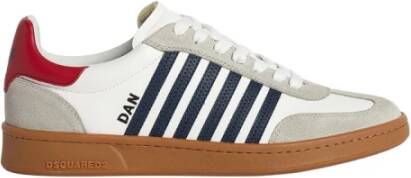 Dsquared2 Vintage Leren Sneaker Boxer Stijl White Heren