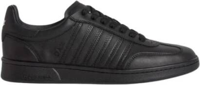 Dsquared2 Vintage Stijl Leren Sneakers Zwart Black Heren