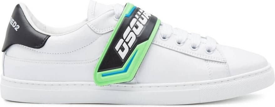 Dsquared2 Wit Groen Logo Strap Sneakers White Heren