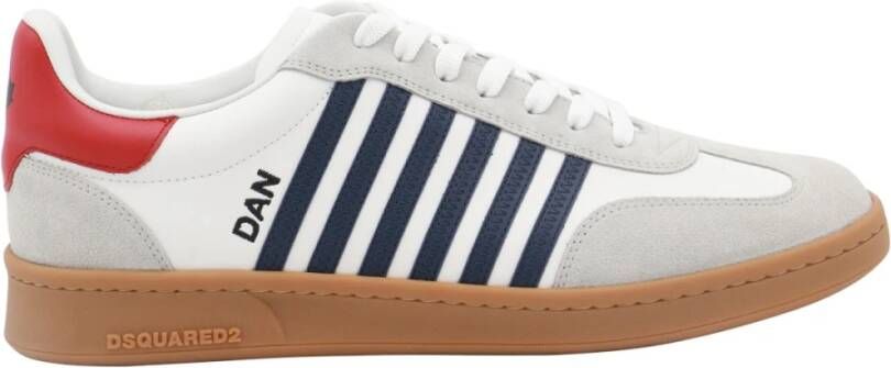 Dsquared2 Witte Leren Sneakers met Strepen Multicolor Heren