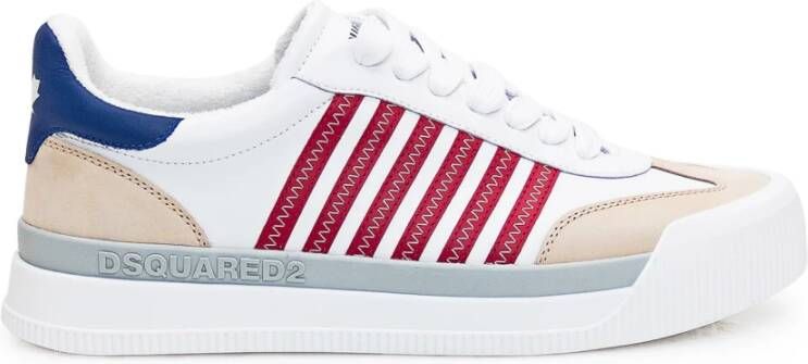 Dsquared2 Witte Leren Sneakers met Suède Inzetstukken Multicolor Heren