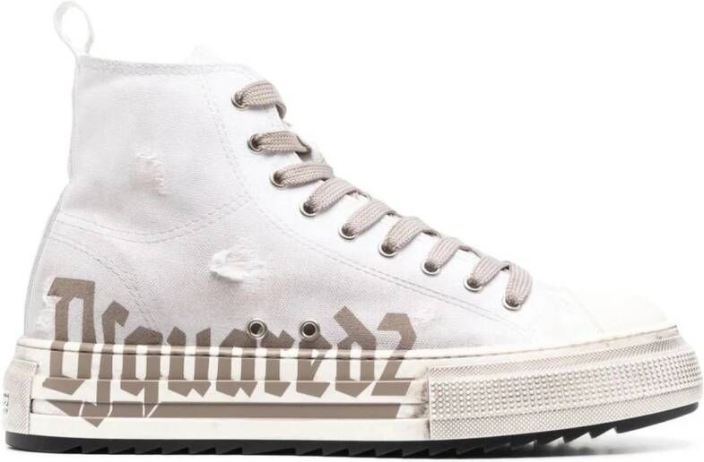 Dsquared2 Witte Stoffen Logo Sneakers Wit Heren