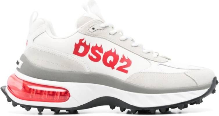 Dsquared2 Witte Veterschoenen met Dikke Rubberen Zool White Heren