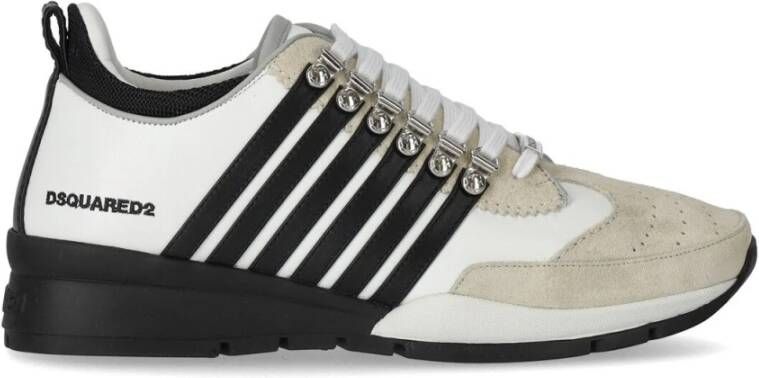 Dsquared2 Witte Zwarte Suède Sneaker met Legendarische Stijl Black Heren