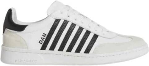 Dsquared2 Zwarte Gestreepte Leren Sneakers White Dames