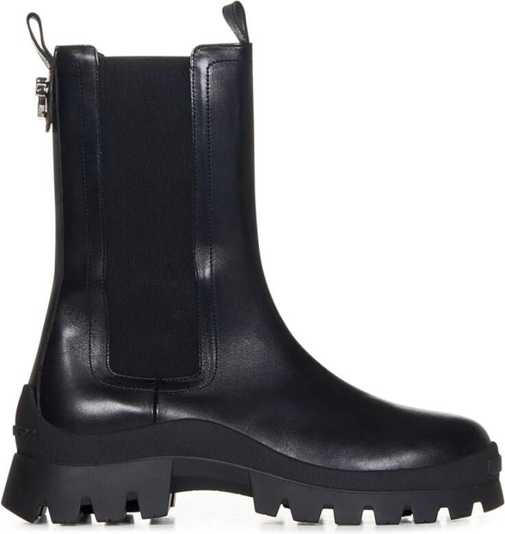 Dsquared2 Zwarte kalfsleren enkellaarzen met profielzool Black Dames